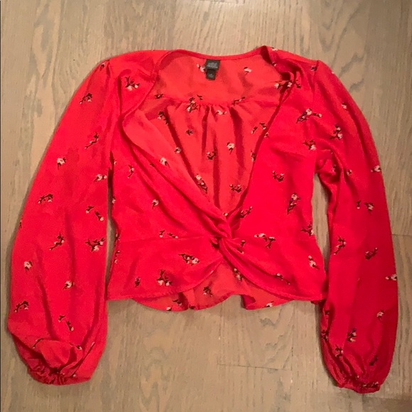 wild fable Tops - red flower blouse
